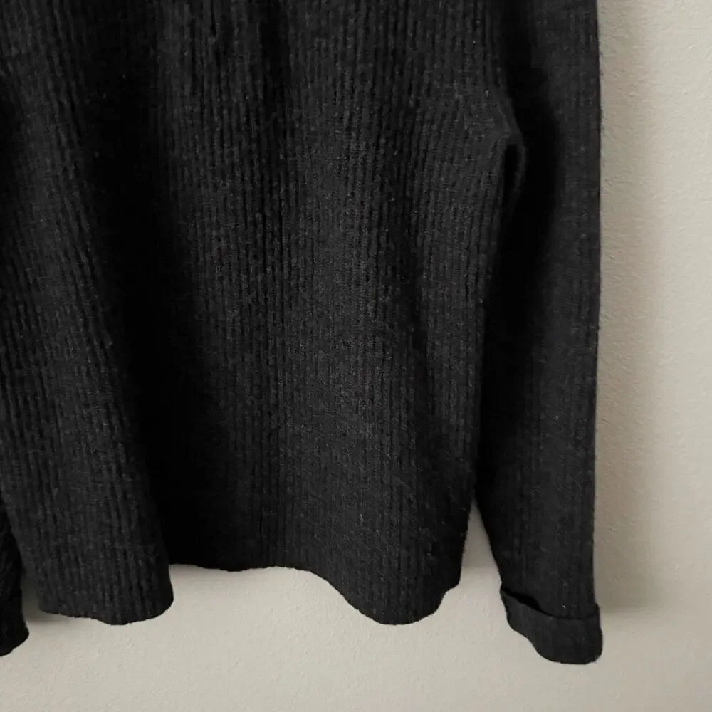 BANANA‎ REPUBLIC | Men's Charcoal Gray Ribbed Zip Sweater Wool Camel | Medium